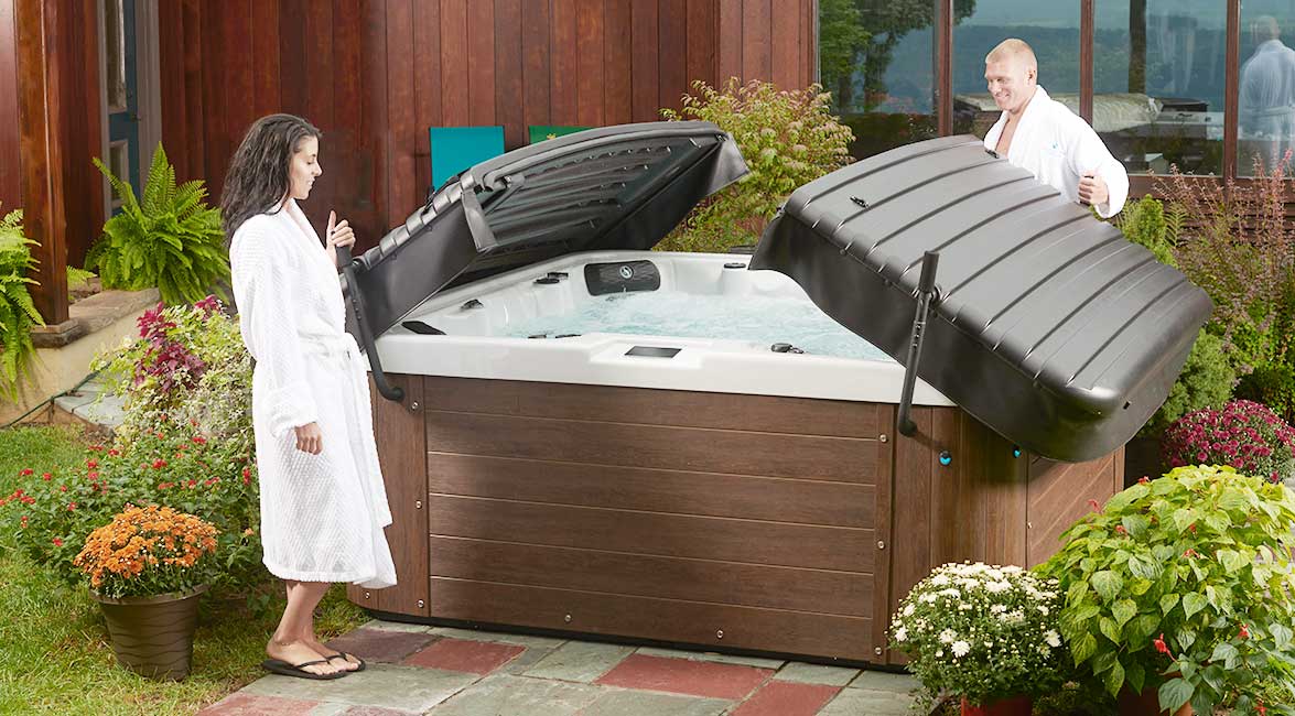 Request Service-Couple Opening Their Hero Hot Tub - image